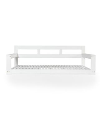 Patio Wooden Twin Size Porch Swing Daybed Frame, Garden Swing Bench Chair with 4 Hanging Ropes for Backyard,Outdoor,White