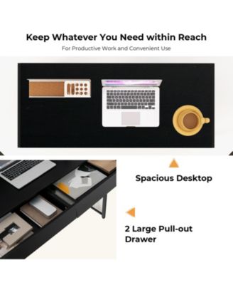 2-Drawer Home Office Desk with Steel Frame