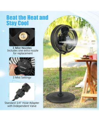 16 Inch Outdoor Misting Fan Oscillating Pedestal Fan with 3 Mist Levels