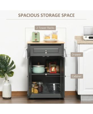 Gray Kitchen Helper: Rolling Cart with Drawer and Towel Racks