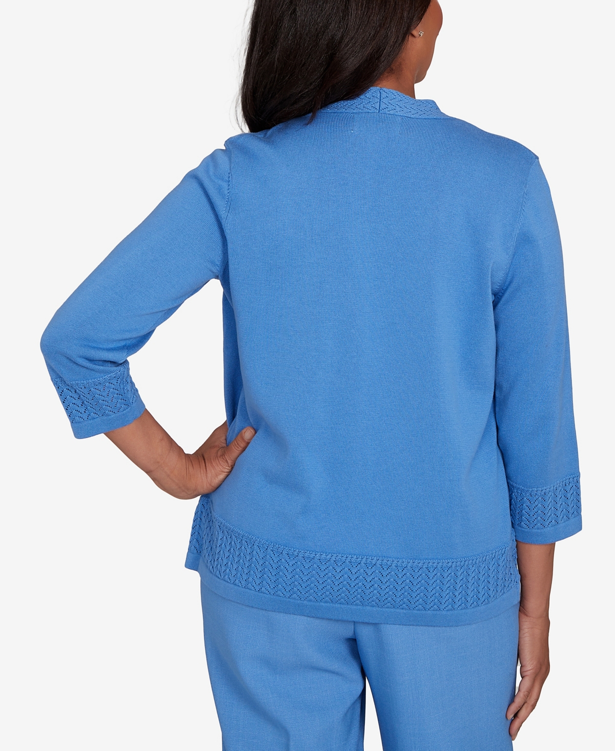 Alfred Dunner Petite Animal Print Two In One Periwinkle Sweater In Blue