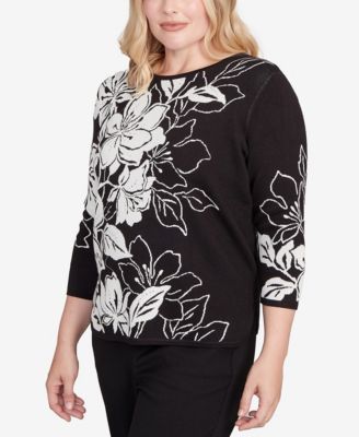 Women's Dramatic Floral Jacquard Sweater