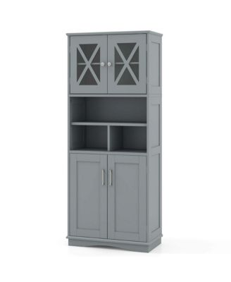 23.5" x 12" x 57" Tall Bathroom Cabinet Large Floor Storage Cabinet with Acrylic Doors & 3 Cubes