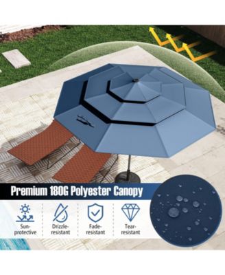 10 FT Solar Patio Umbrella w/ 32 LED Lights 3-Tier Vented Top Tilt Adjustment