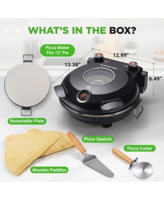 Countertop Pizza Maker - Electric Pizza Oven with Temperature Controls, Window and Thermometer (Black)