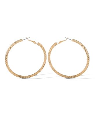 Textured Gold-Tone Large Hoop Earrings