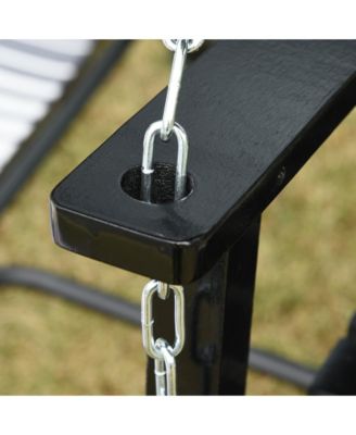 2-Seater Hanging Porch Swing Outdoor Patio Swing Chair Seat with Slatted Build and Chains, 440lbs Weight Capacity, Black