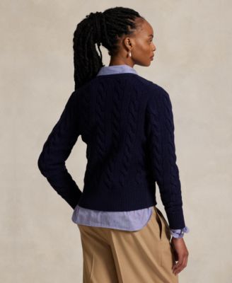 Women's Cable-Knit Wool-Cashmere Cardigan Sweater