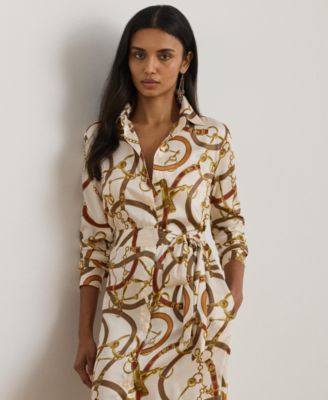 Women's Luxe Twill-Fayella Belting-Print Dress