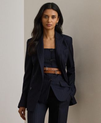Women's Suiting-Ryen Double-Breasted Pinstripe Twill Blazer