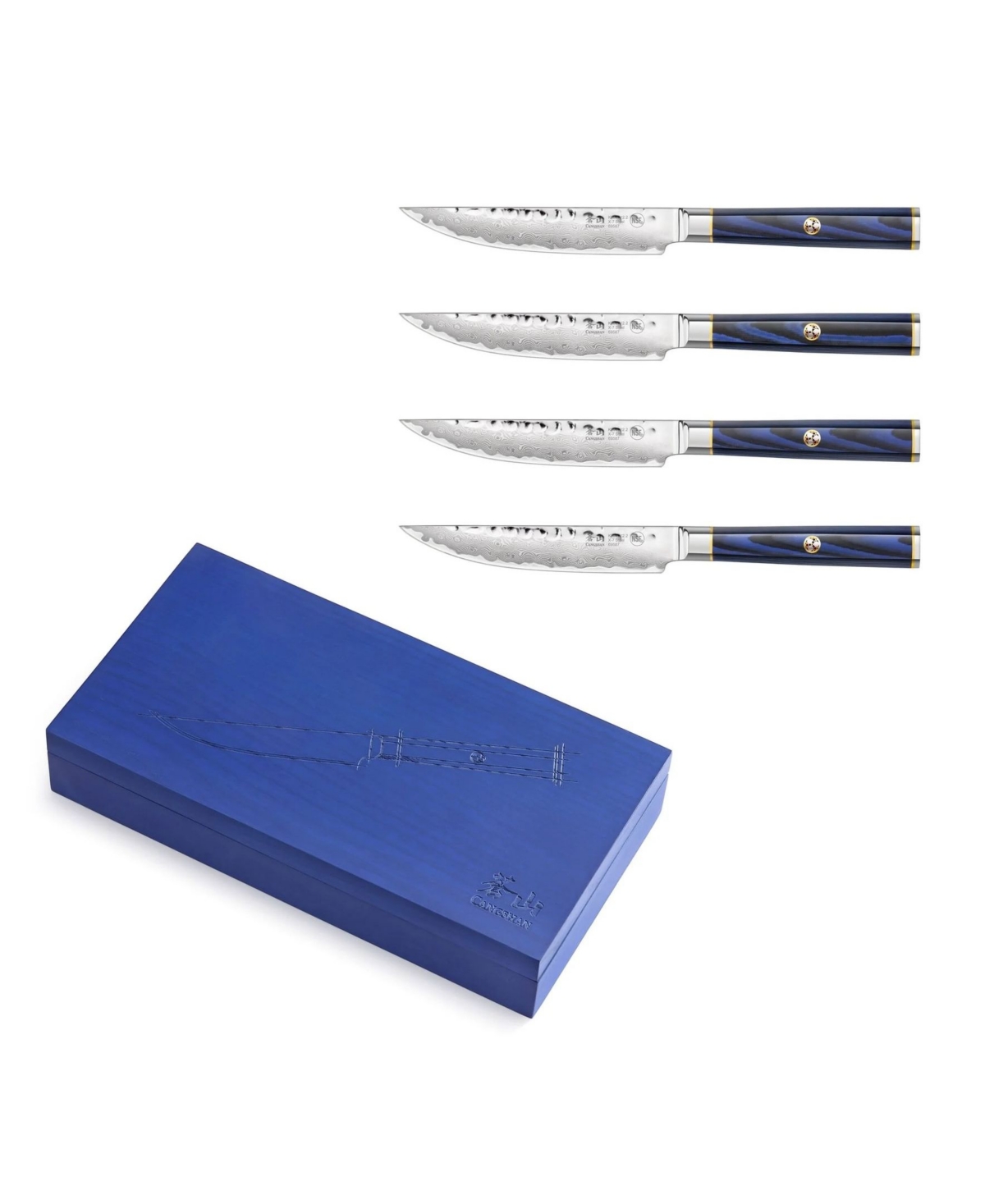 Cangshan Kita Series 4-pc. Fine Edge Steak Knife Set In Blue