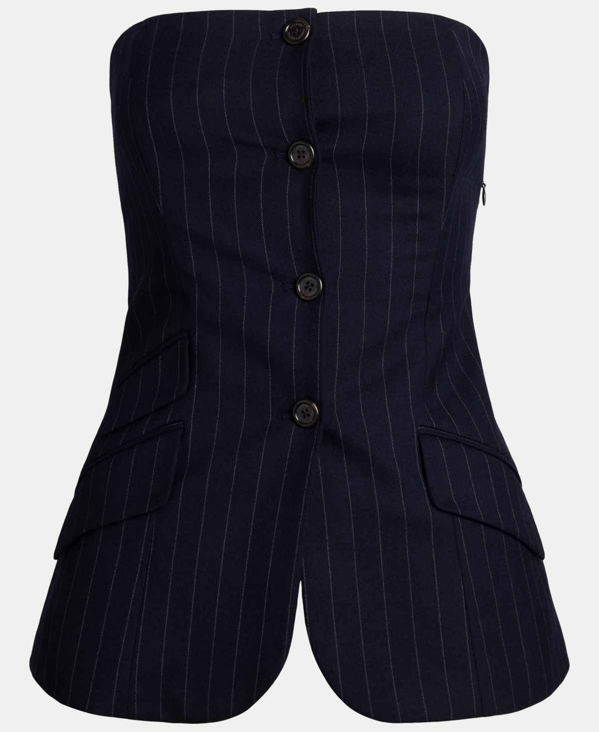 Ralph Lauren Pinstripe Wool-blend Twill Bustier In Black