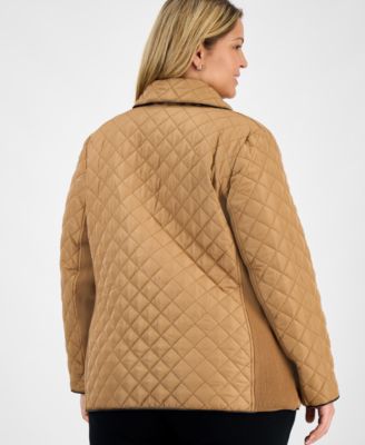 Plus Size Quilted Snap-Front Jacket 