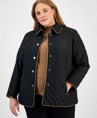Plus Size Quilted Snap-Front Jacket 