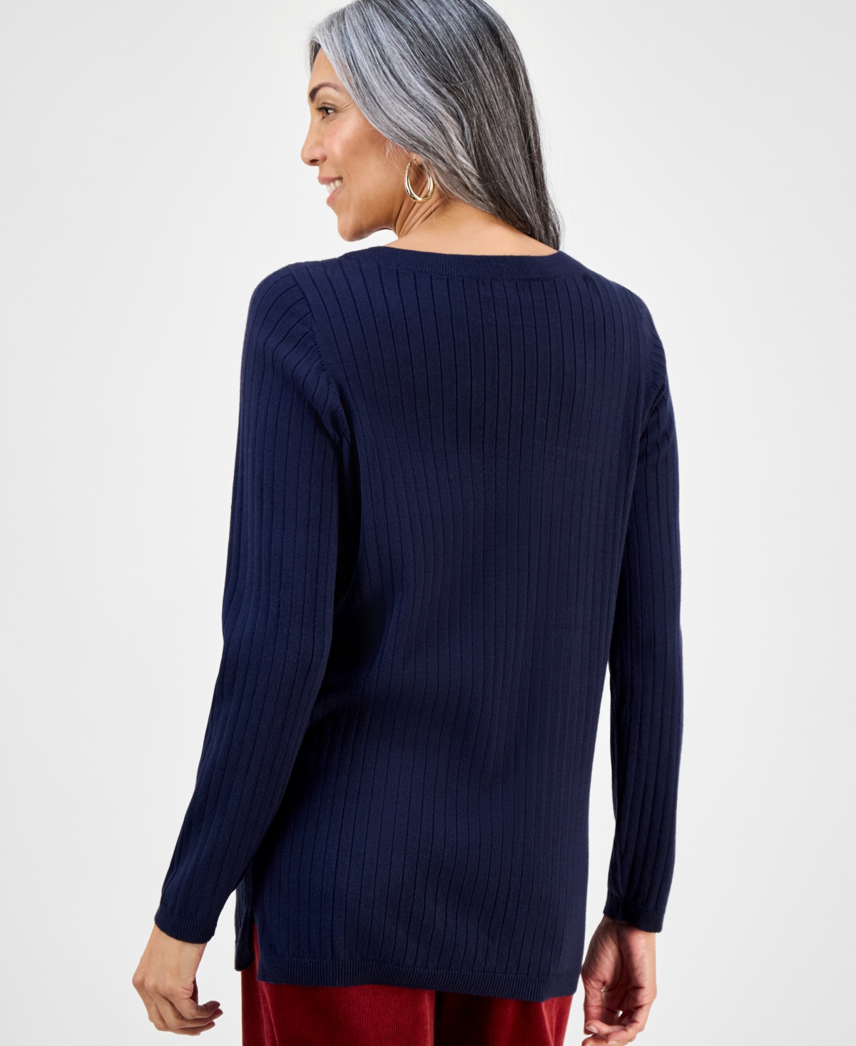 Style & Co Women's Ribbed Boat Neck Tunic Sweater, Macy's Exclusive In Blue