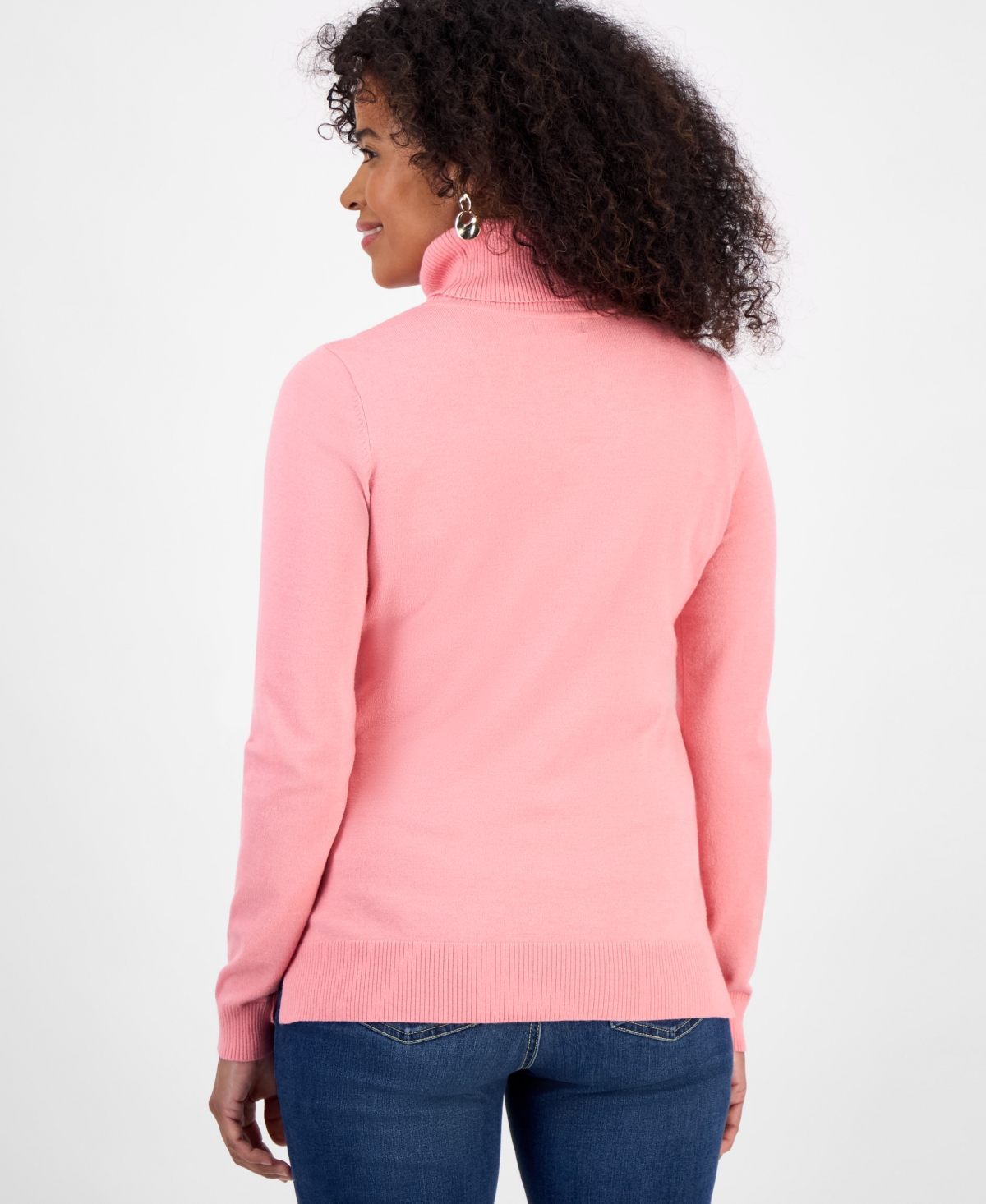 Style & Co Women's Long-sleeve Turtleneck Sweater, Created For Macy's In Pink