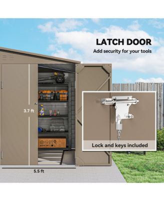 4.6' x 9' Metal Outdoor Storage Shed with Lockable Doors Dark