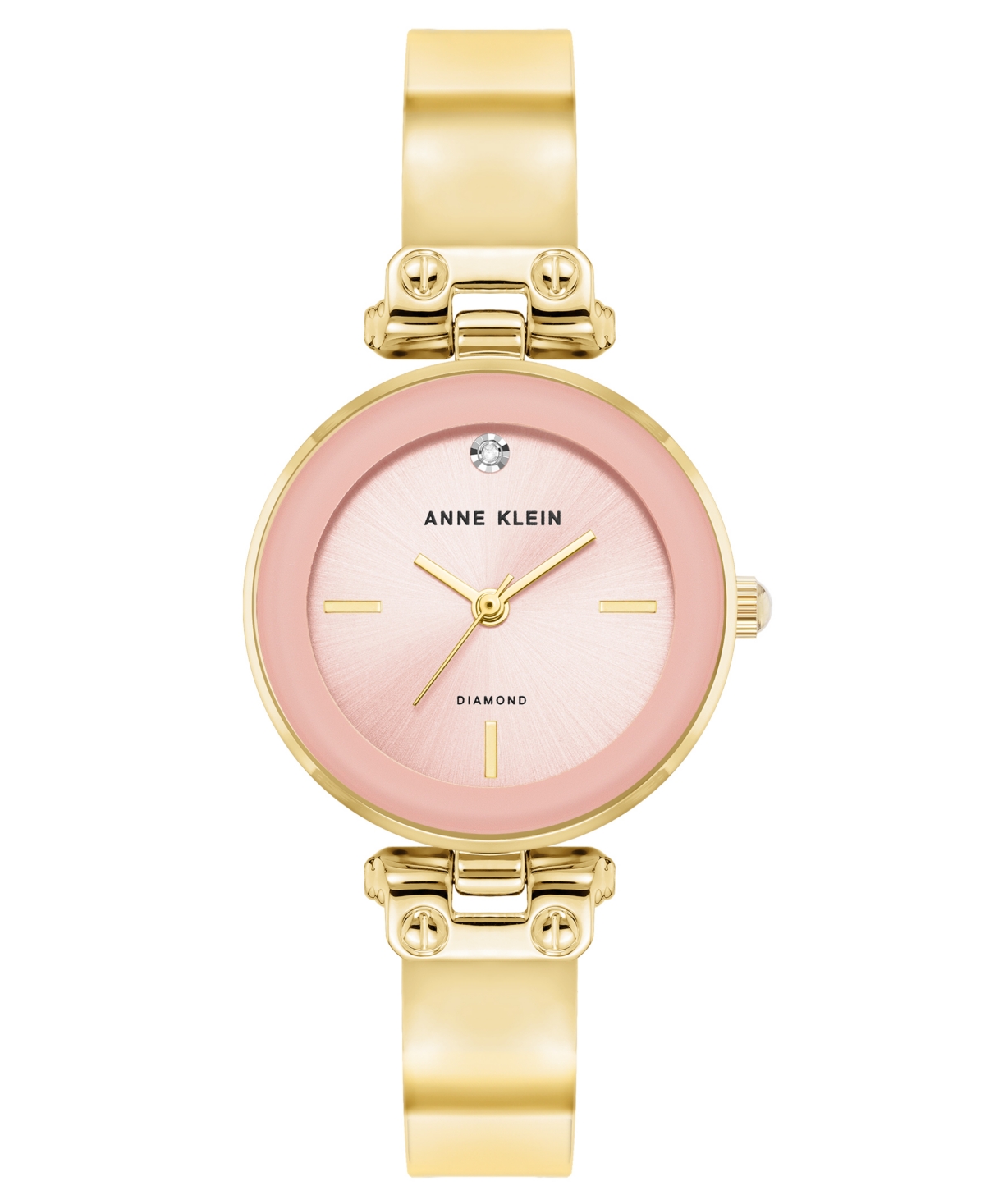 Anne Klein Women's Quartz Round Pink And Gold-tone Metal Alloy Bangle Watch, 28mm In Multi