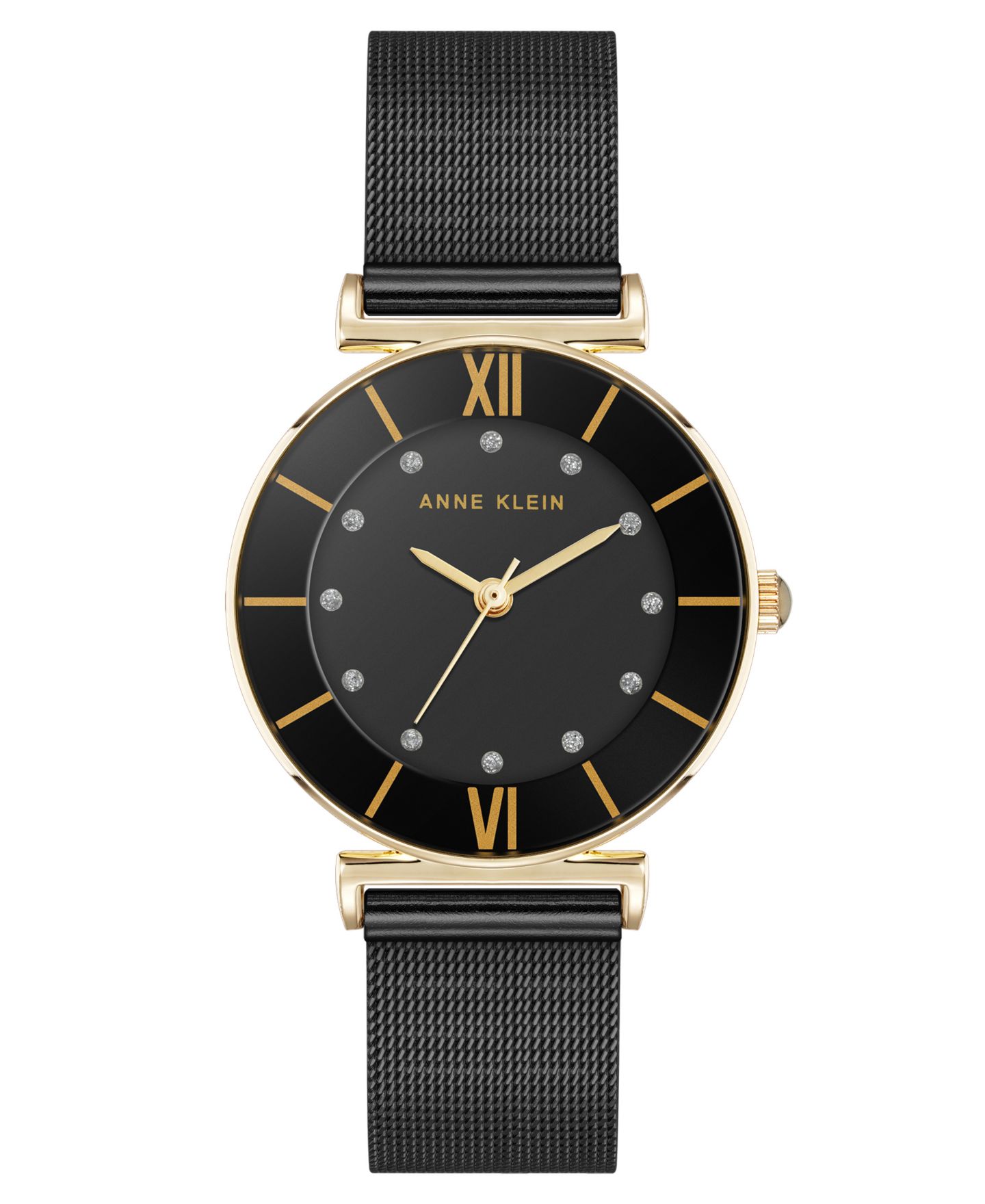 Женские часы Anne Klein Quartz Black Stainless Steel Mesh Watch, 32mm — фото 1