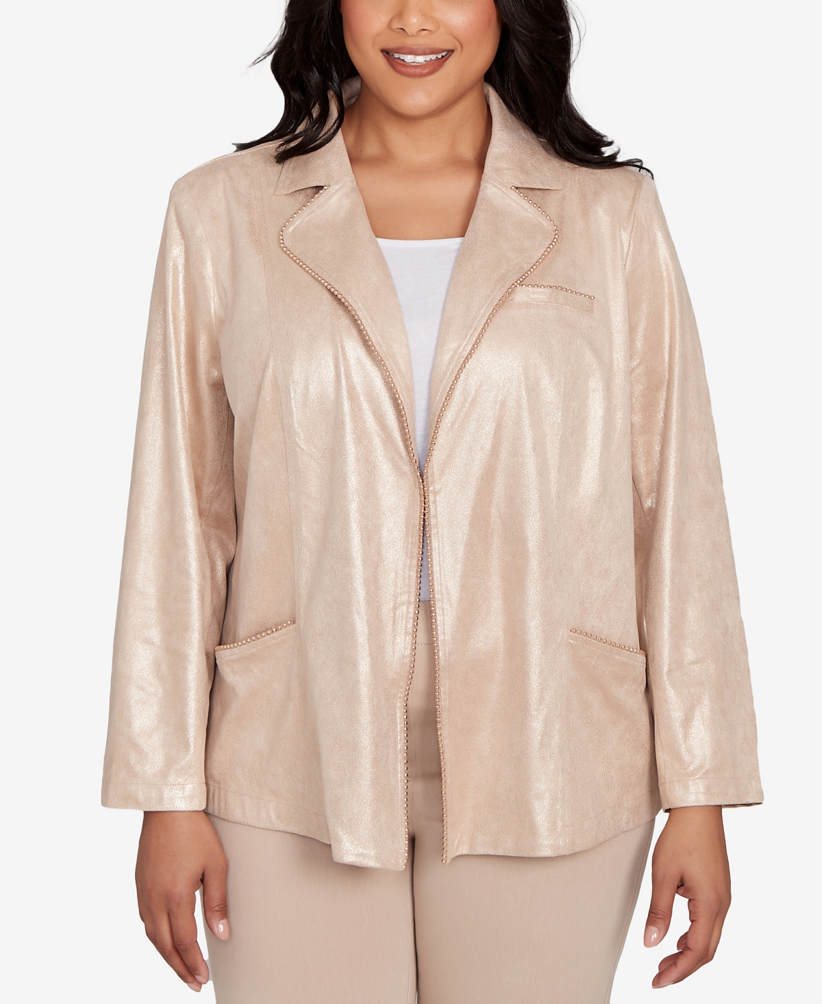 Plus Size Urban Legend Pull On Shimmer Jacket - Champagne