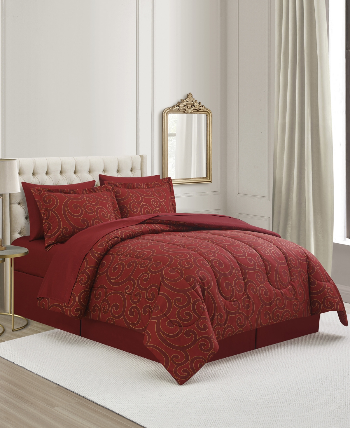 Sunham Scroll Metallic 8-pc. Comforter Sets In Burgundy