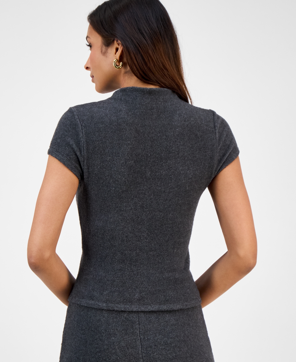 Bar Iii Women's Short-Sleeve Mock Neck Sweater, Macy's Exclusive