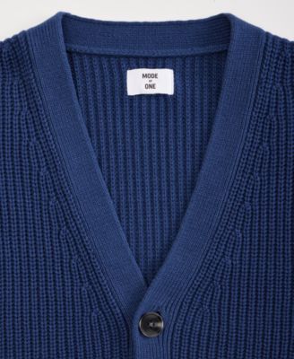 Men's Shaker-Stitch V-Neck Cardigan
