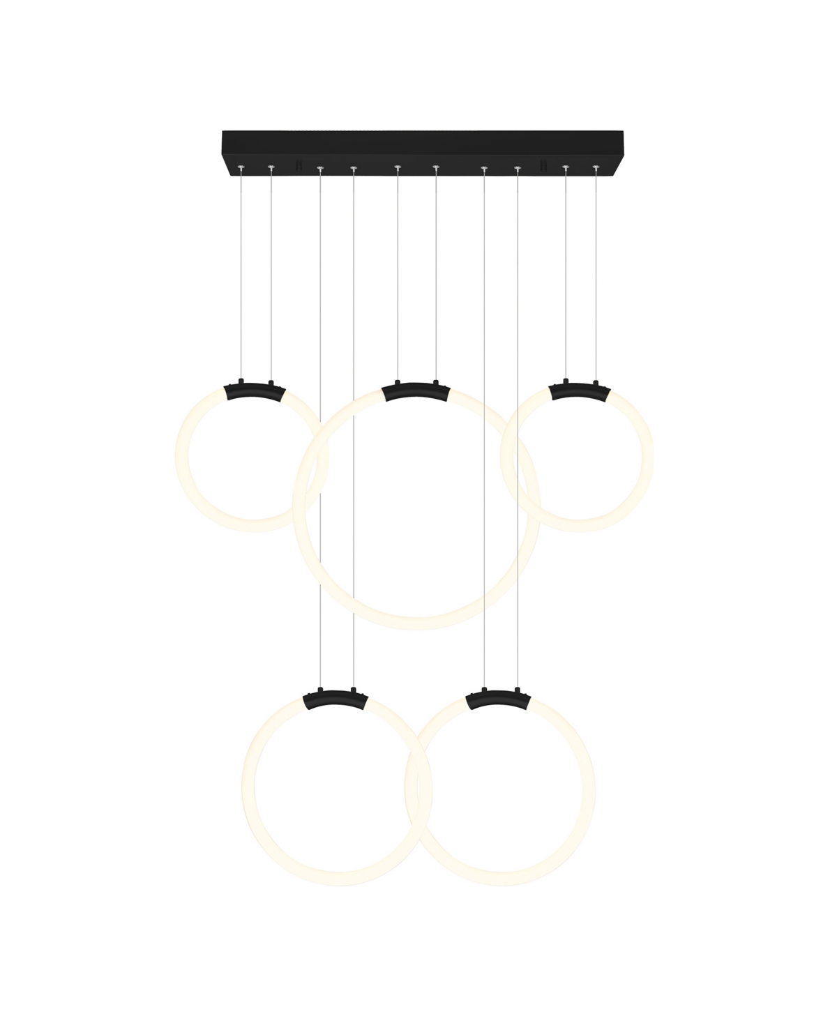 Cwi Lighting 27" Metal Hoops 5 Light Led Chandelier In Black