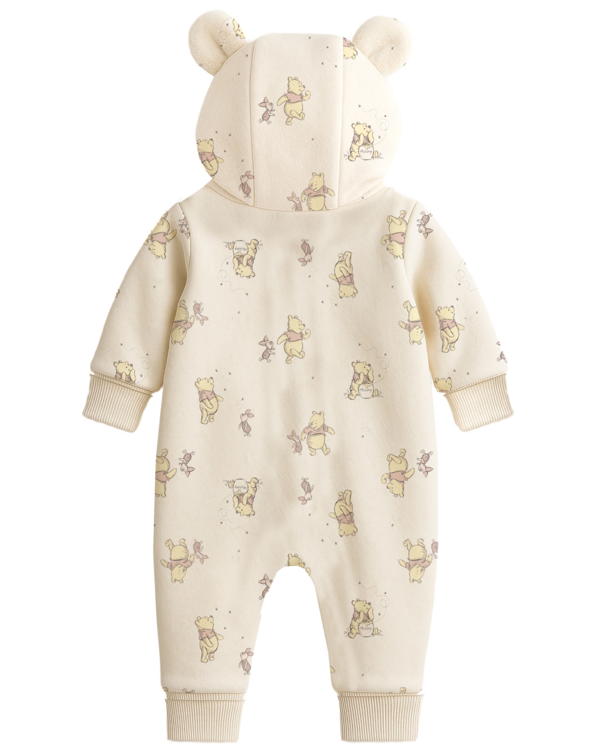 Disney Baby Boys Neutral Pooh Hooded Coverall In Neutral