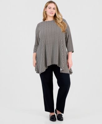 Plus Size Chevron-Print Handkerchief-Hem Top, Macy's Exclusive