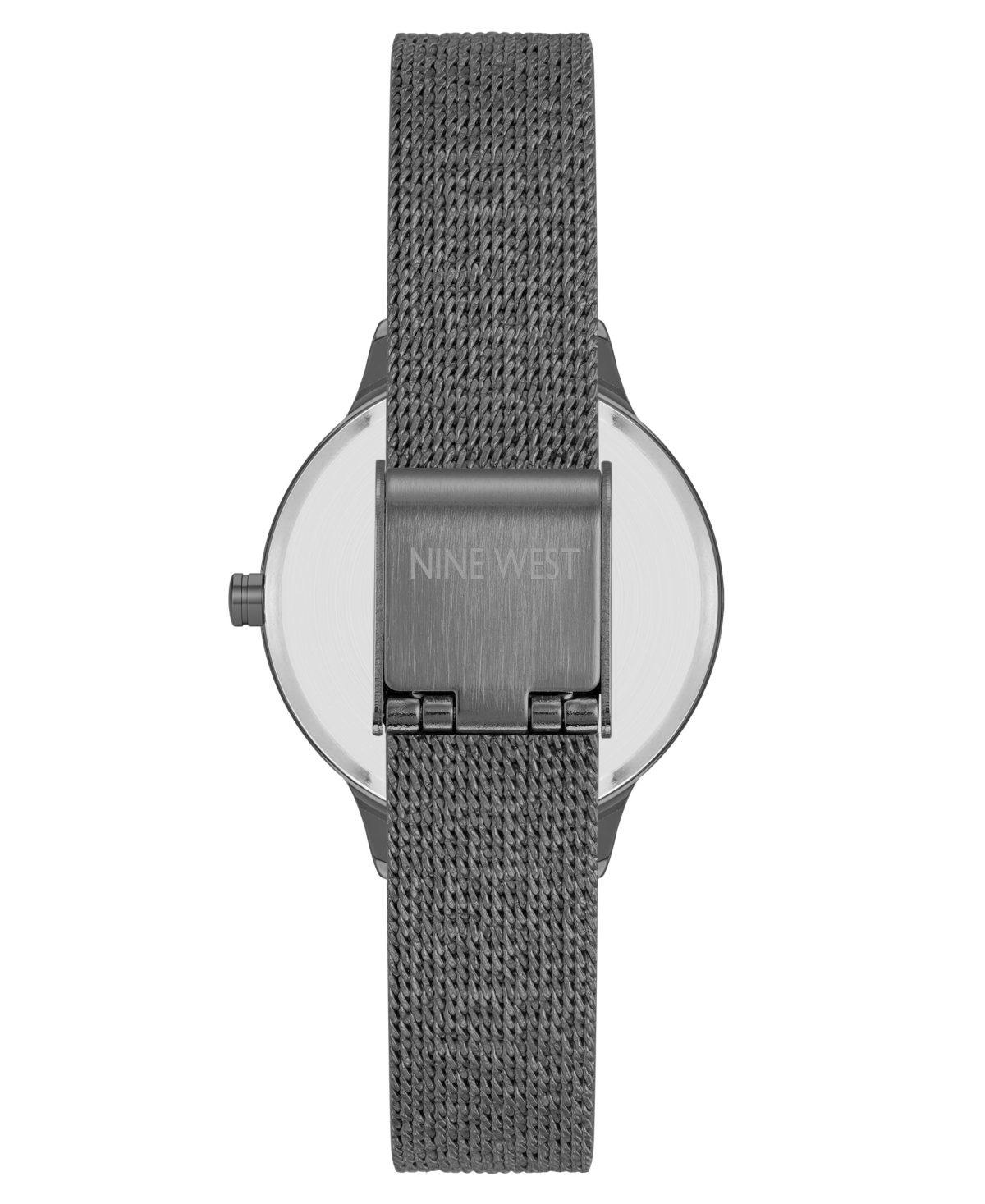 Nine West Women's Quartz Capital Gray Stainless Steel Mesh Watch, 34mm In Gray