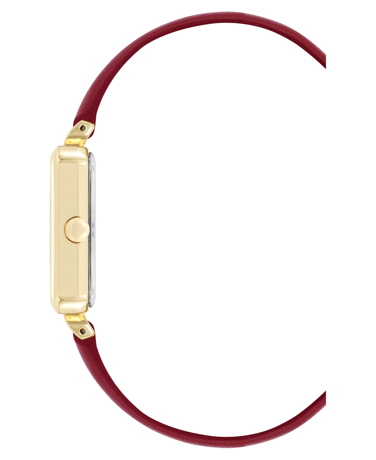 Nine West Women's Quartz Everyday Burgundy Leather And Gold-tone Watch, 25mm In Red