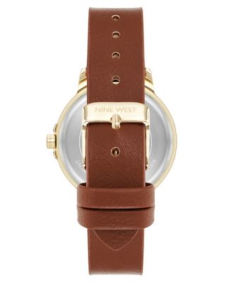 Women's Quartz Premier Brown Leather and Gold-Tone Watch, 34mm