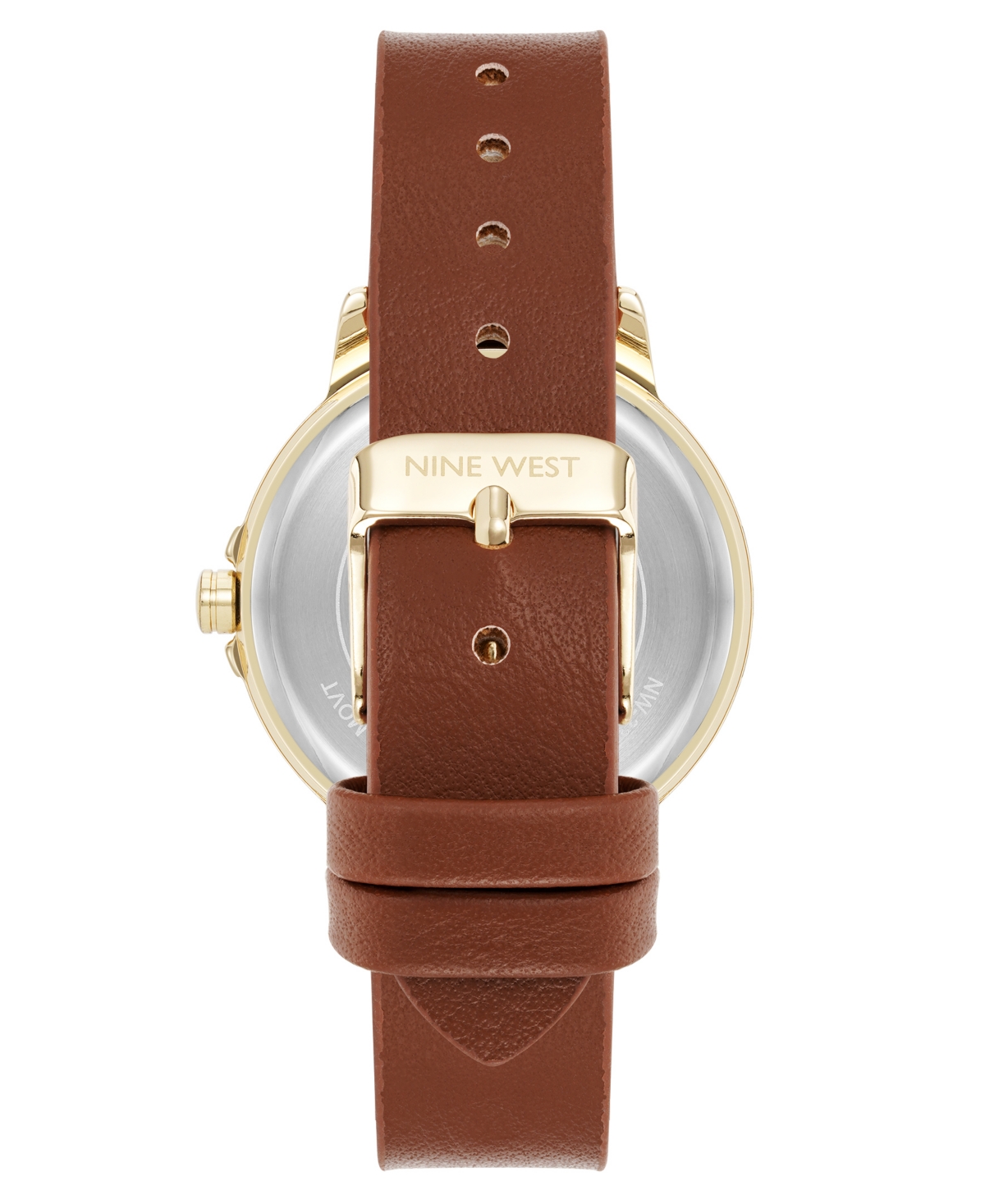 Nine West Women's Quartz Premier Brown Leather And Gold-tone Watch, 34mm In Brown