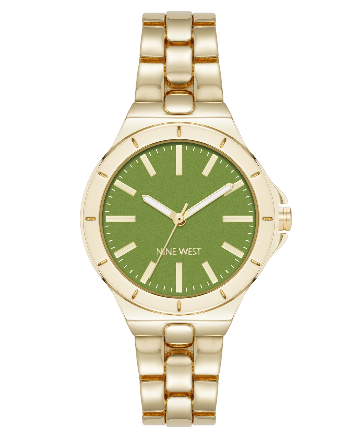 Anne Klein Women's Quartz Iconic Olive And Gold-tone Metal Alloy Watch, 35mm