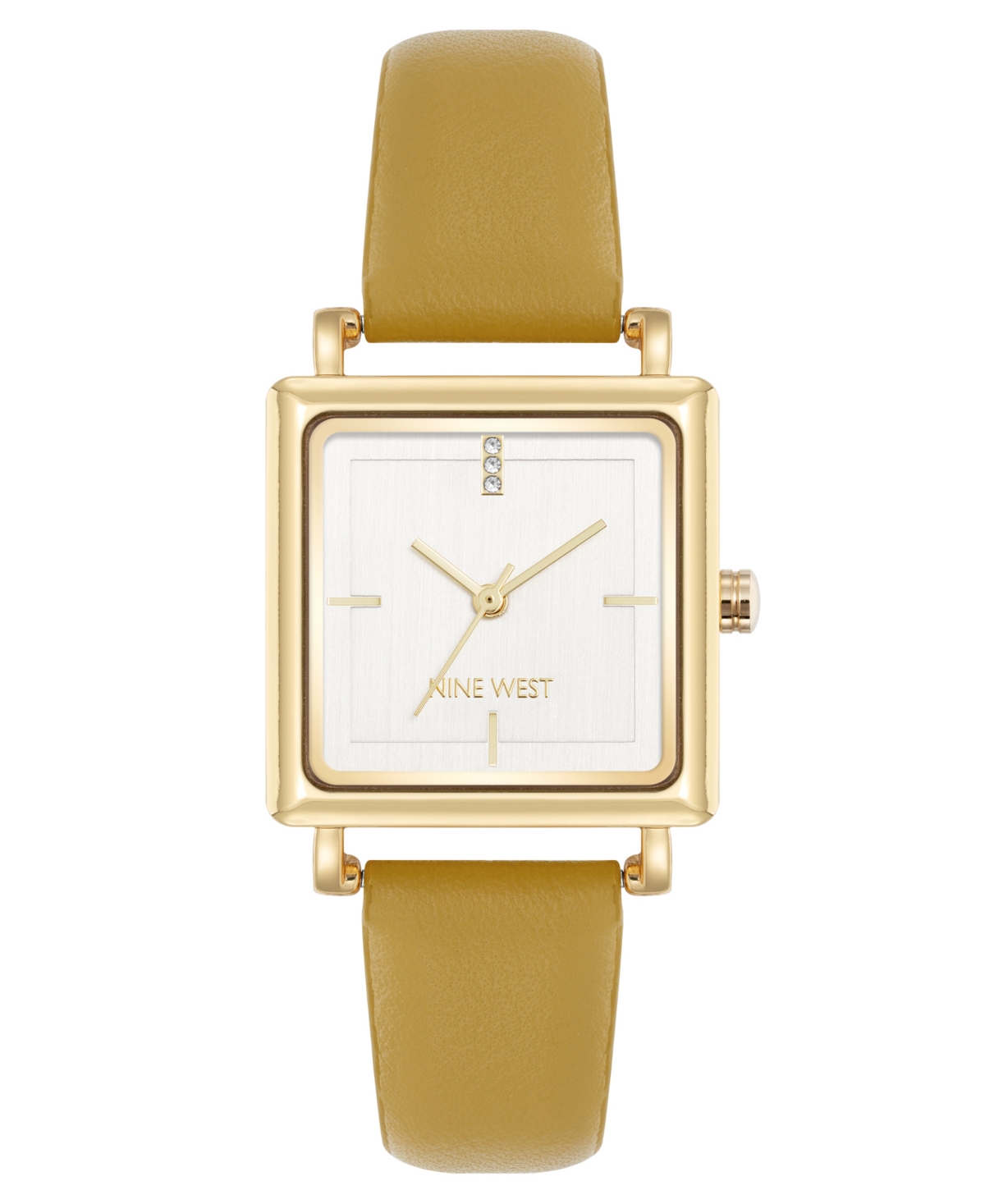 Nine West Women's Quartz Yellow Leather And Gold-tone Watch, 29mm