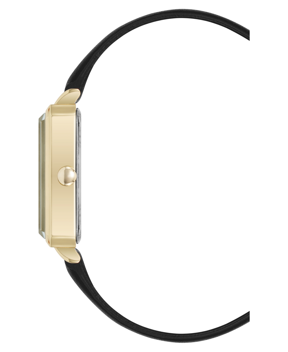 Nine West Women's Quartz Petite Black Leather And Gold-tone Watch, 25mm In Black