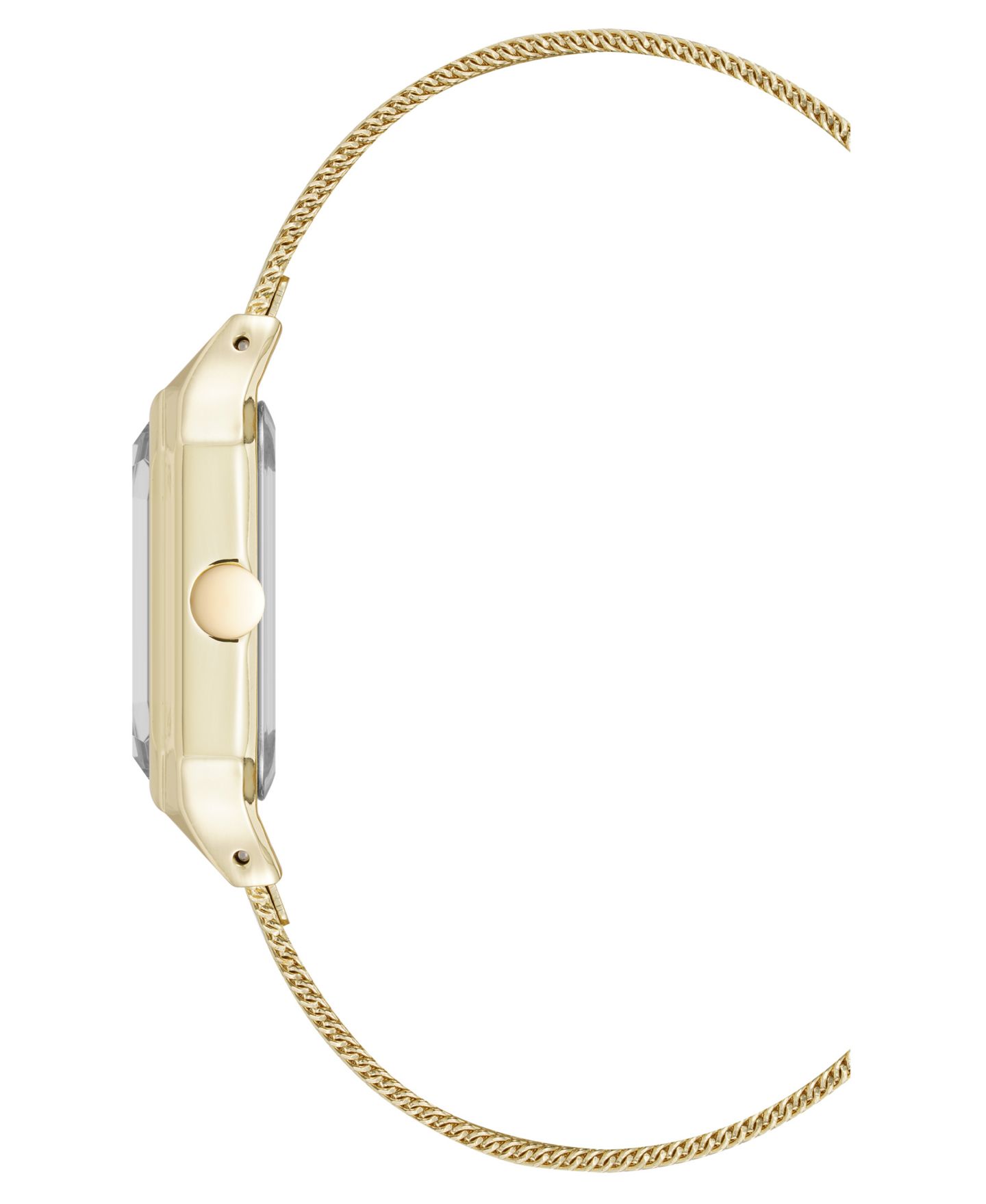 Женские часы Nine West Quartz Faceted Tan and Gold-Tone Stainless Steel Mesh Watch, 26mm — фото 2