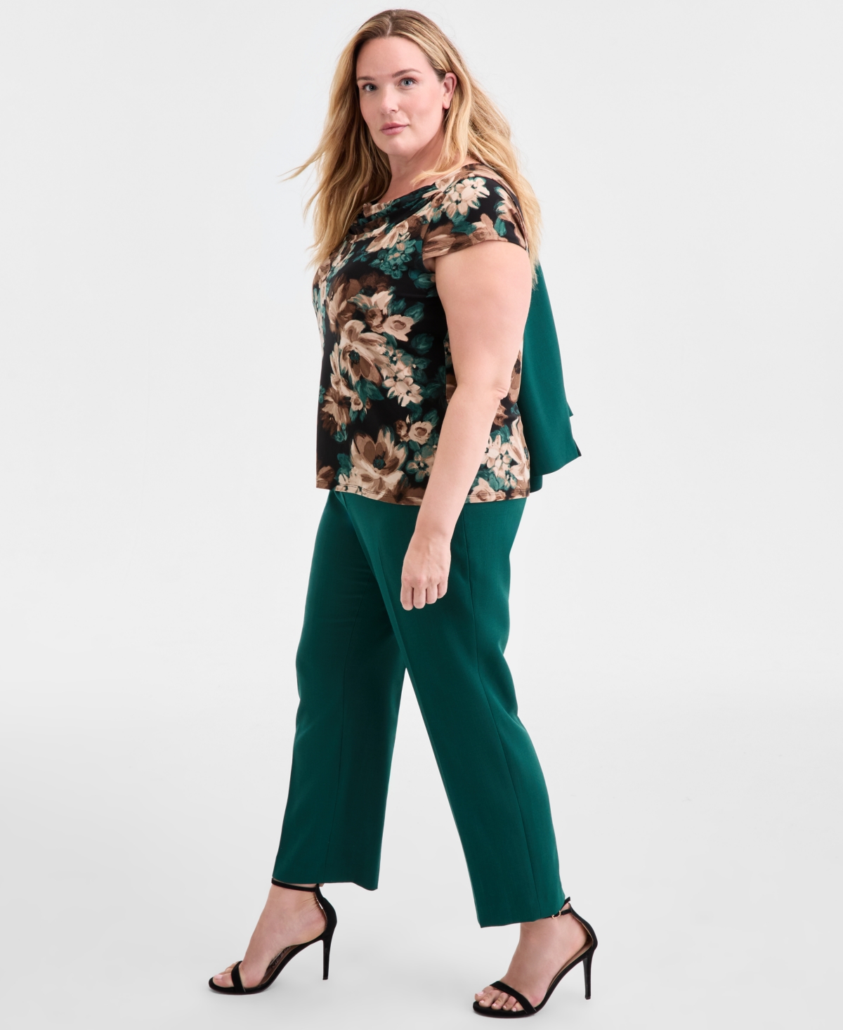 Kasper Plus Size Mid-rise Straight-leg Ankle Pants In Green