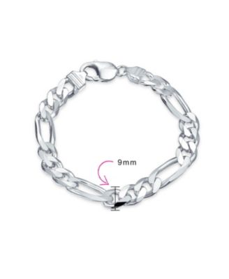 Thick Heavy Solid Sterling Silver 9MM Figaro Chain Link Bracelet 8 Inch