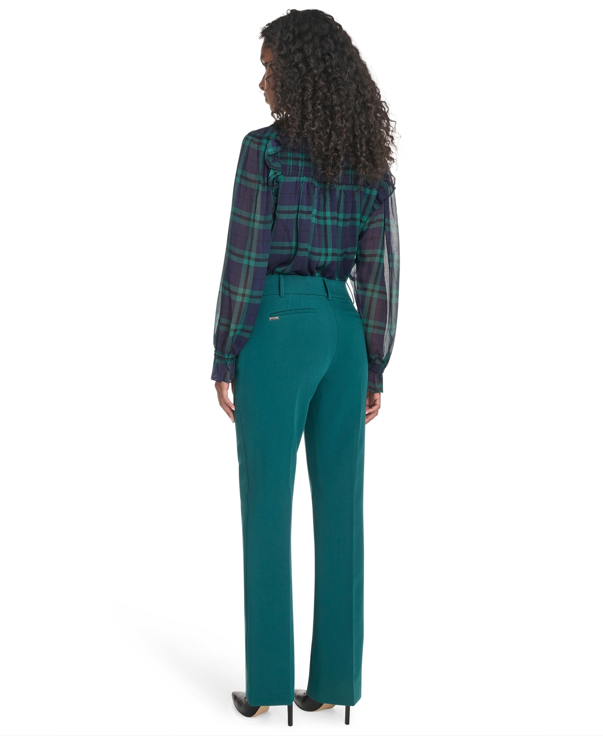 Tommy Hilfiger Women's Solid Sutton Bootcut Trousers In Green