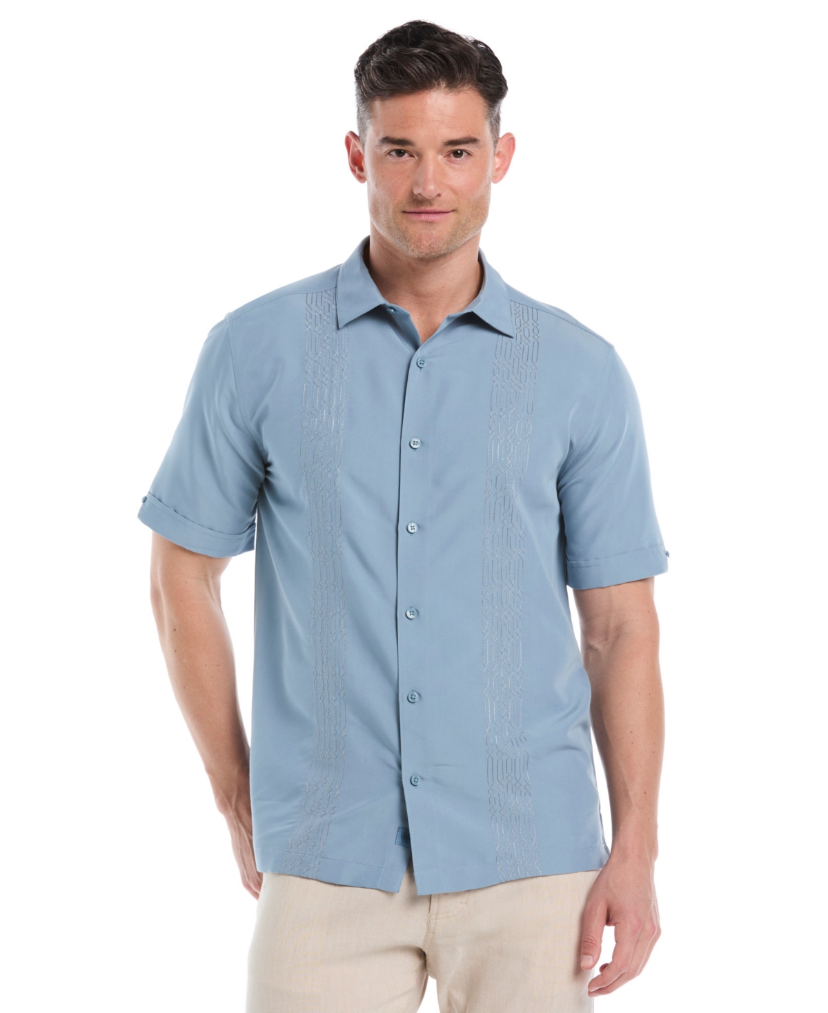 Cubavera Men's Geo-pattern Short Sleeve Button Down Shirt In Blue