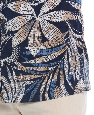 Men's Pointillism Tropical Print Short-Sleeve Button-Down Shirt