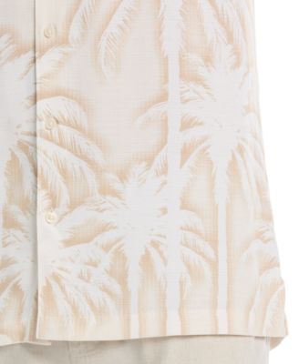 Men's Batik Palm Print Short-Sleeve Button-Down Shirt