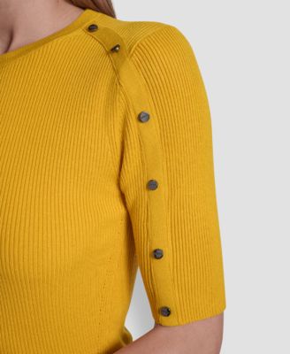 Women's Button Detail Short Sleeve Sweater