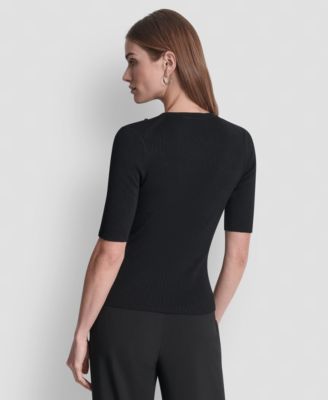 Women's Button Detail Short Sleeve Sweater