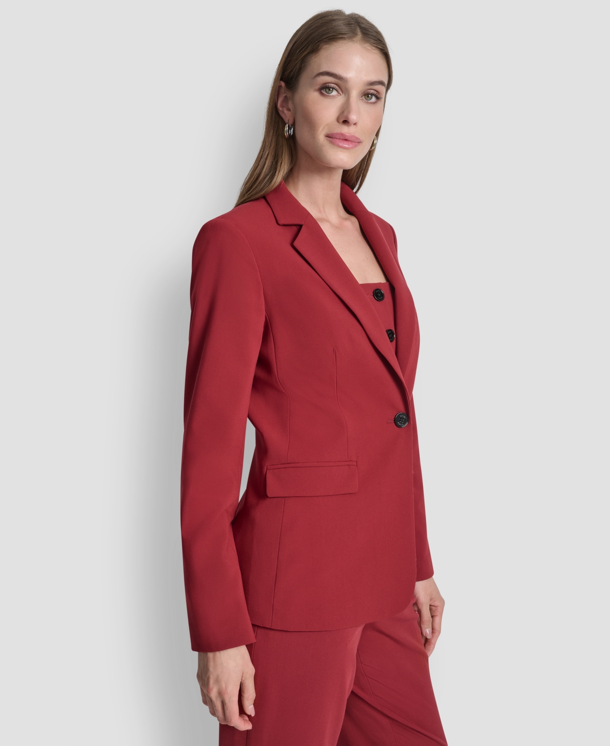 Dkny Women's Padded Shoulder One-Button Jacket