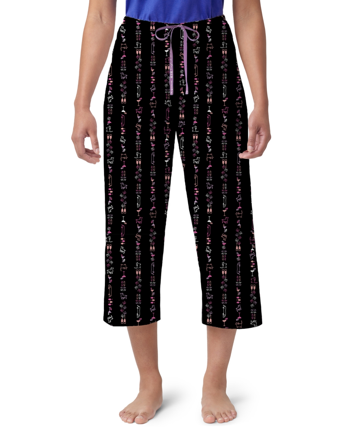 Hue Women's Line Em Up Printed Capri Pajama Pants In Black