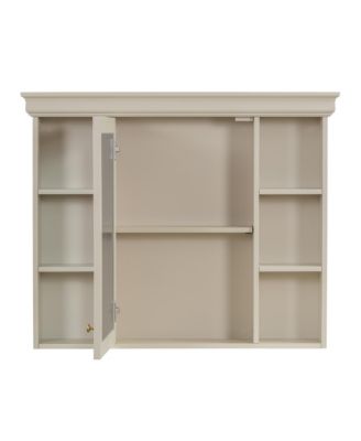 35" x 28" Wall Mounted Medicine Cabinet with Mirror Door and 6 Open Shelves, Modern Storage Unit