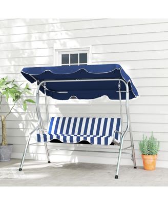 3-Person Porch Swing with Adjustable Canopy, & Stripe